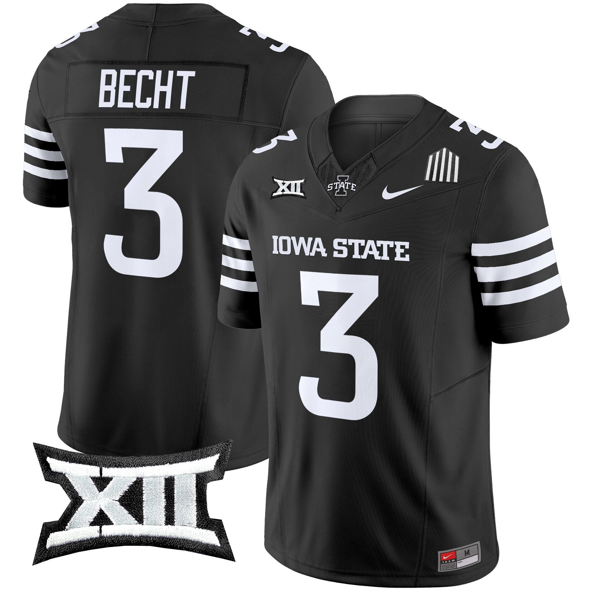 Men Iowa State Cyclones #3 Becht Black Nike 2024 Vapor Limited NCAA Jersey style 1->customized ncaa jersey->Custom Jersey